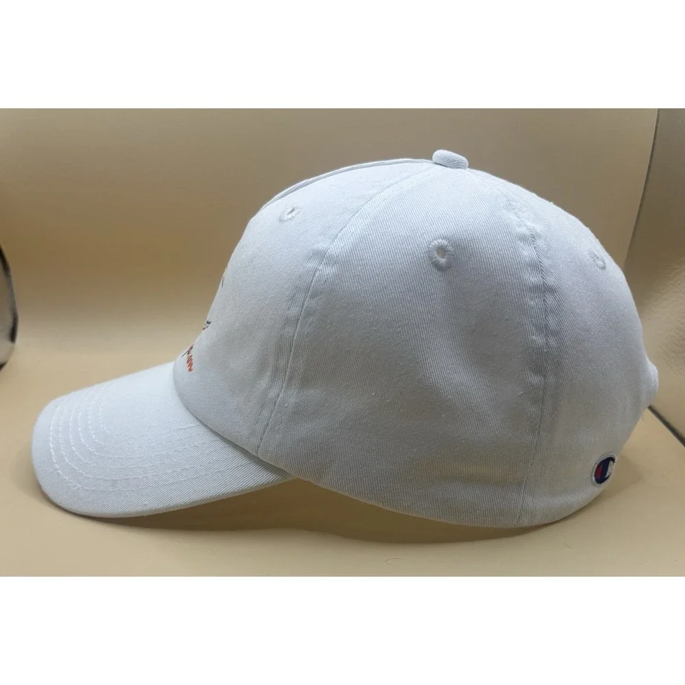 Champion‎ Womens OS Twill Baseball Cap White Rainbow Script Logo
